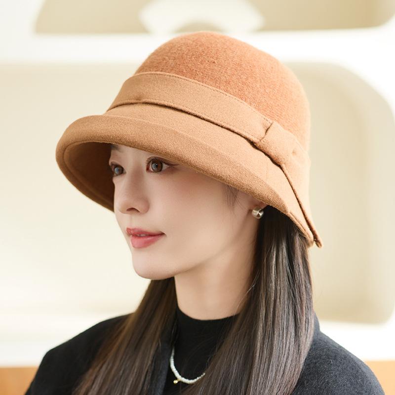Middle-aged and Elderly Fashion Basin Hat Women's Autumn and Winter Elegant Warm Top Hat New Fashion Bucket Hat