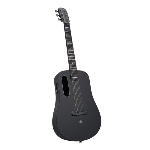 LAVA ME AIR Portable Carbon Fiber Acoustic-Electric Guitar. Beginner's Travel Guitar with Onboard Effects and Magnetic Pickup. Black.