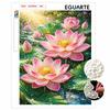 Framed Pearl Painting Kit Pink Lotus Pond Design DIY Bead Canvas Art Ready To Display Romantic Room Decor Elegant Floral Wall Art Craft
