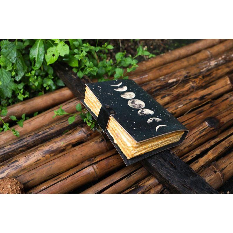 Sun and Moon Handmade Deckle Paper Journal for Men and Women7/5 grimoire Spell notebook for traveling sketchbook poetry book