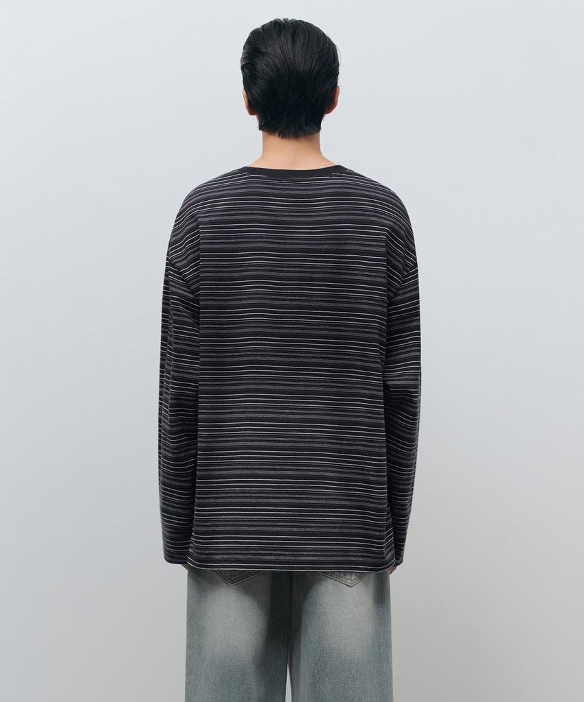MUSINSA STANDARD Multi-Stripe Relaxed Long Sleeve T-Shirt 4 [Navy]
