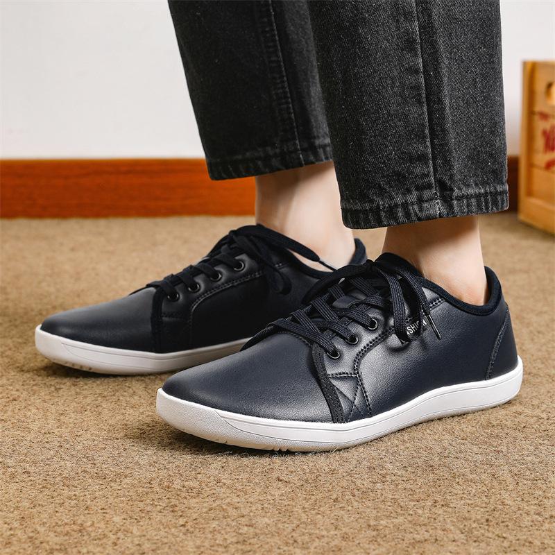 Shoes for Women Sneakers Low Cut Lace Up Leather Casual Shoes Women Wide Minimalist Barefoot Shoes Walking Sneakers