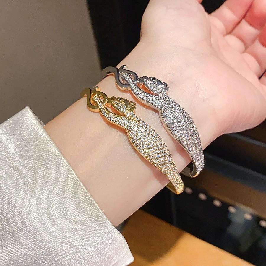 Hunter Cheetah 18k Gold Plated Zircon Bracelet With Vintage Luxury Style For Women