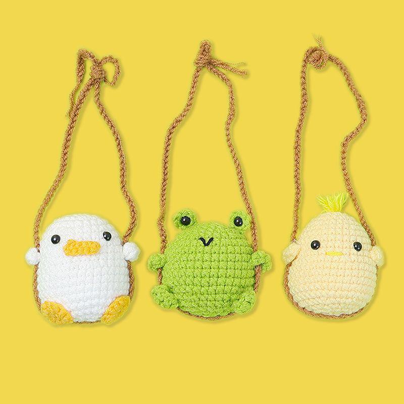 Handmade Mini Knitting Ornament Crochet Car Interior Hanging Decor Creative Diy Swing Animal Duck Handmade Weaving Birthday Gift