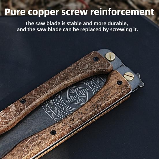 Folding Hand Saw with Wooden Handle Sharp Blade Double-Sided Teeth Compact Design Mini Saw Woodworking Tool