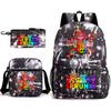 Sprunki Student Starry Sky School Bag Three-piece Rhythm Box Teen Backpack Men's and Women's Casual L