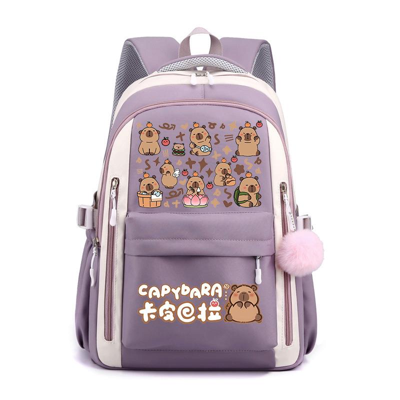 Kapibara Schoolbag New 2024 Ridge Protection Cute Men and Women High Value Cartoon Printing Large Capacity Backpack