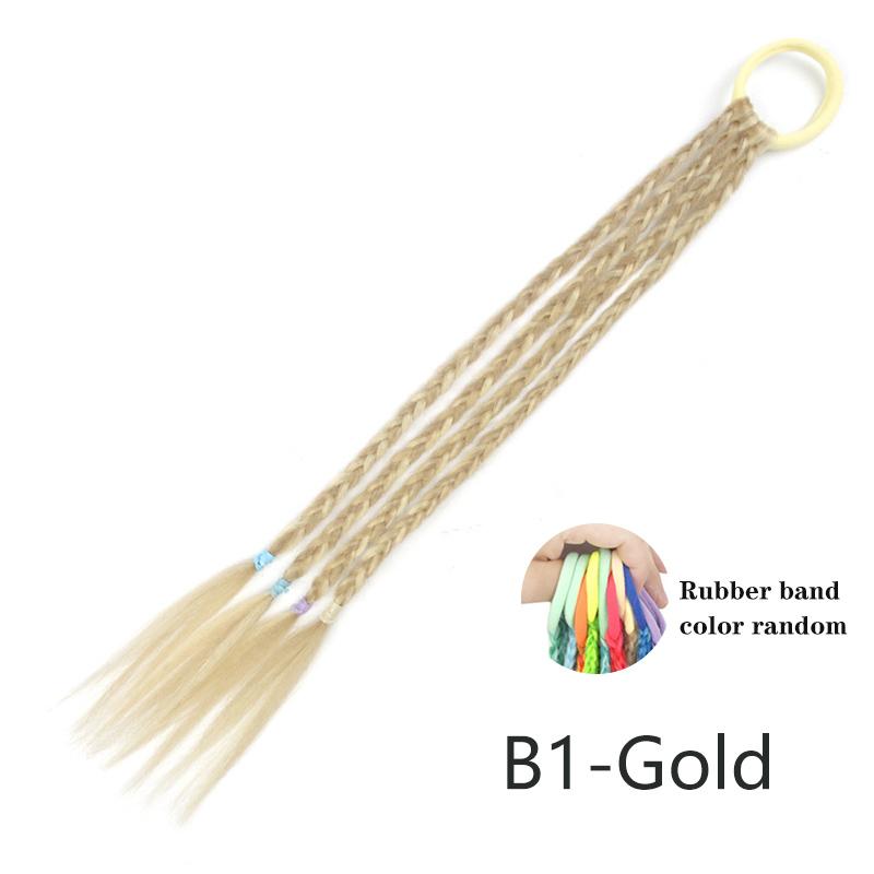 Colored Hair Extensions for Kids Ponytail Hair Accessories Clip In Ponytail with Rubber Bands for Women Synthetic Hair Pieces