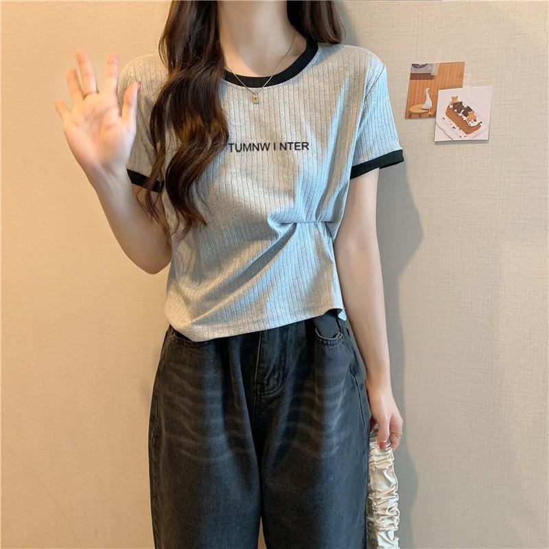 

YYFS женские модные повседневные летние весенние блузки и рубашки с короткими рукавами и круглым вырезом XXL серый