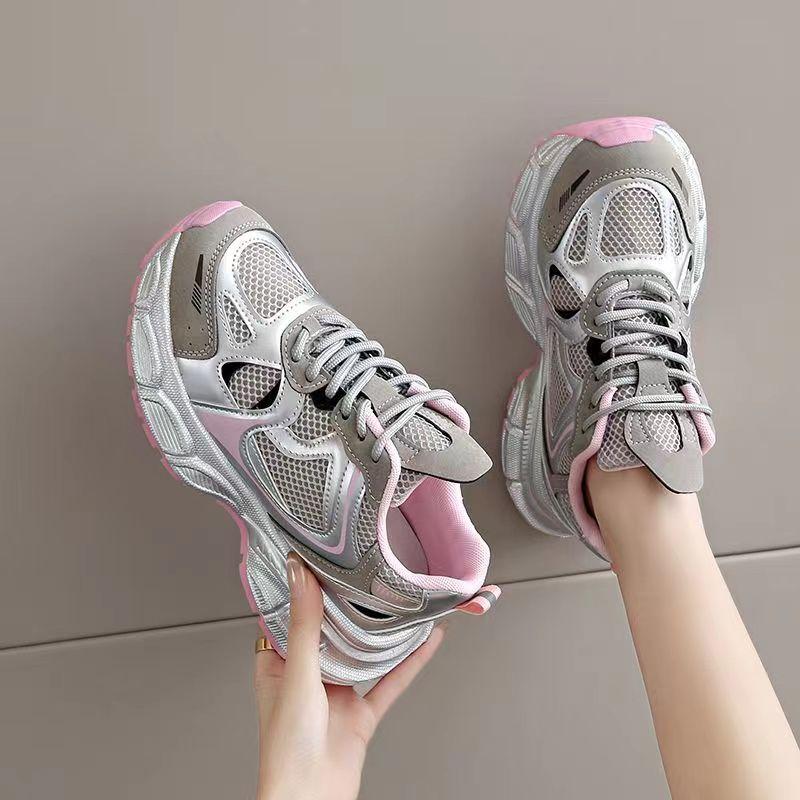 

Туфли Daddy Shoes с толстой подошвой и увеличенным каблуком, женские, осенние, новые, стильные, серебристые, дышащие, универсальные, легкие, для спорта и отдыха 35