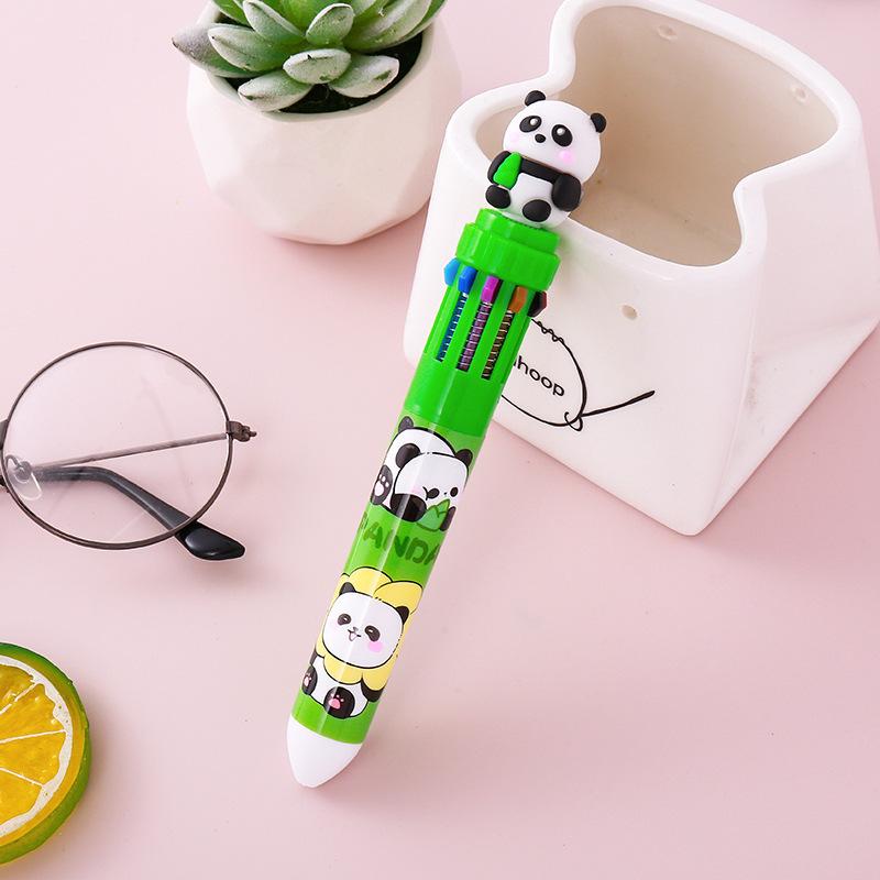 8 STÜCK Cartoon Niedliche Pandas 10-Farben Kugelschreiber Bunt Drückbar 0,7mm Rollerball Stift Doodle Marker Studenten Bürogebrauch, Abschlusssaison Zurück zur Schule