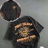 A Doublesided Retro Vintage Style SPOOKY ISLAND Skull Sun Print Retro Washed Vintage Round Neck Tshirts