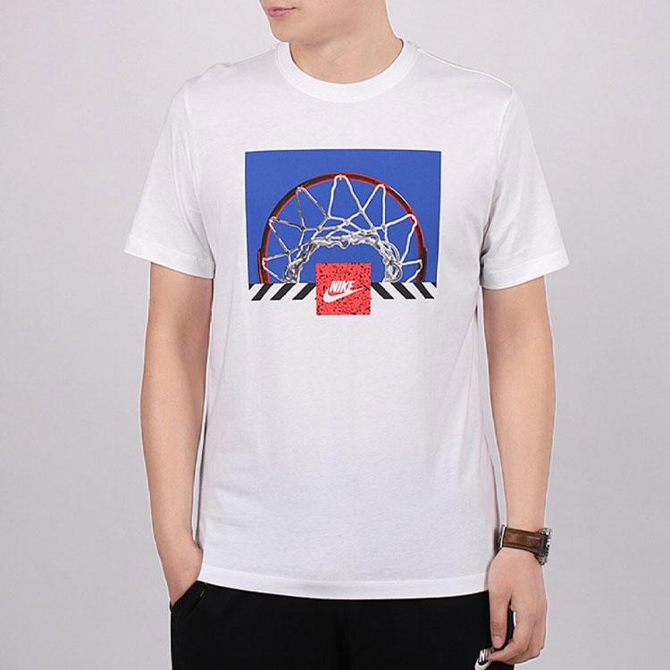 Nike Basket Print Short Sleeve T-Shirt Men Tops White CU7639-100