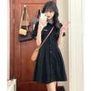 Black dress women's summer 2026 new Spice Girl bow polo collar small black dress waist thin shirt skirt