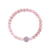 Handmade Pink Cats Eye Stone Triple Layer Stretch Bracelet With Zircon Beads Mother Of Pearl Gradient Design