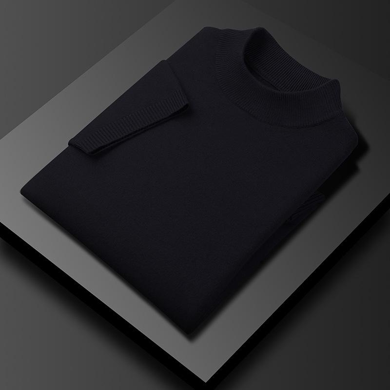 Men's Short-Sleeve Knit Sweater with Half-High Collar - Lightweight Pullover for Middle-Aged and Young Men