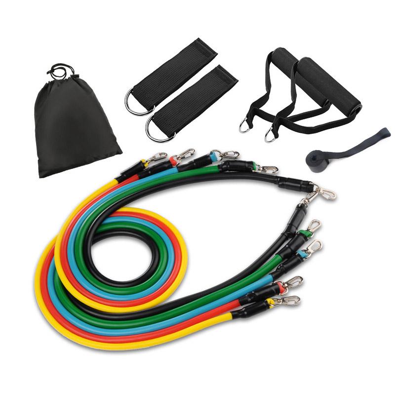 

Набор трубчатых лент сопротивления с прикрепленными ручками, футляром для переноски и руководством по упражнениям для обучения