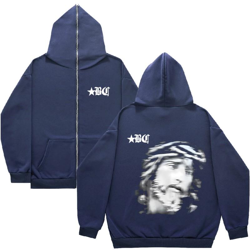 Oversized Zip-Up Hoodie Unisex Streetwear Gothic Urban Sweatshirt Men Women Casual Wear
