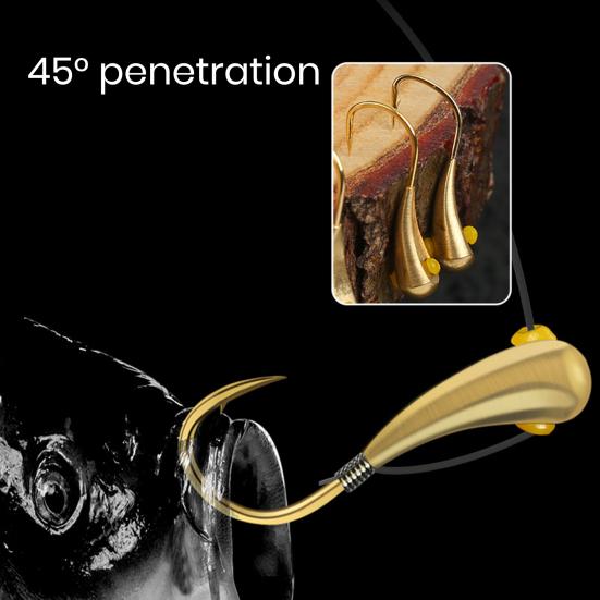 10 ks poutnických háčků s měděnou hlavou 45stupňový úhlový design vlčích zubů Velká tvrdost Vysokotlaké zploštělé rybářské háčky