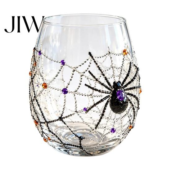Geister Whiskey Glas Halloween Glas, Schwarze Katze Spinnennetz Totenkopf Becher für Langlebige Kaffeetasse Cocktail, 350ml Gruselige Trinkware Hausbar, Festlich