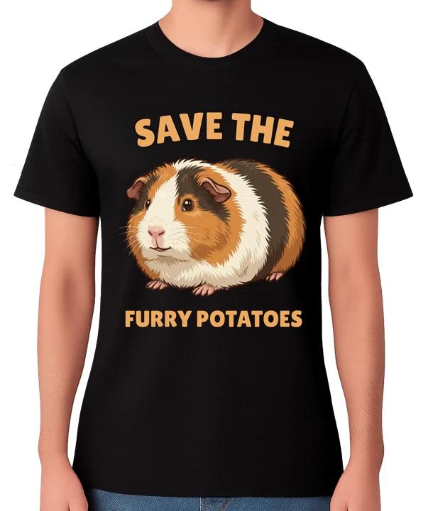 Save The Furry Potatoes Guinea Pig Funny Animal T-Shirt Cute Pet Unisex Tee XXXL