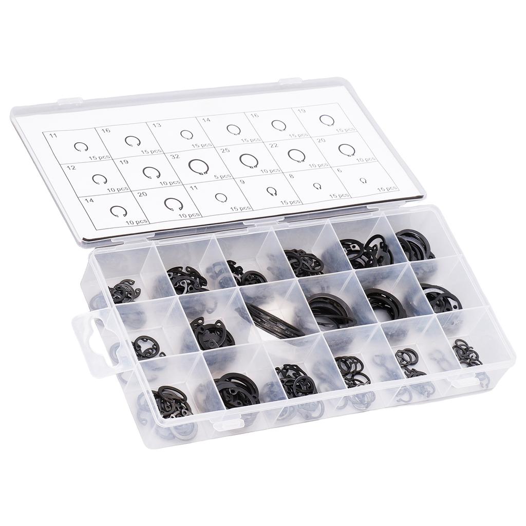 225Pcs C Clip Circlip Snap Ring Retaining Fastener Hardware Set Kit for Machine Vehicle