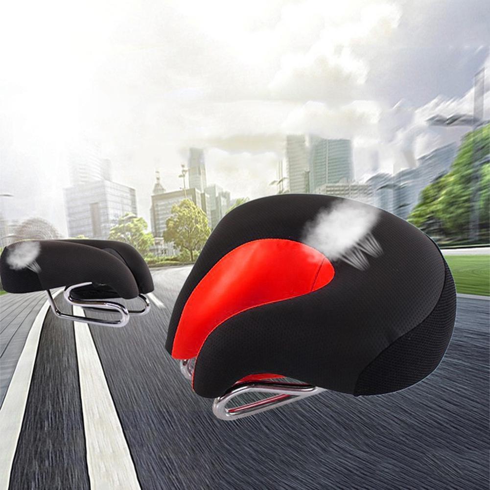 Ergonomic Mountain Bike Cycling Bicycle Noseless Shape Saddle Cushion Pad Seat Red