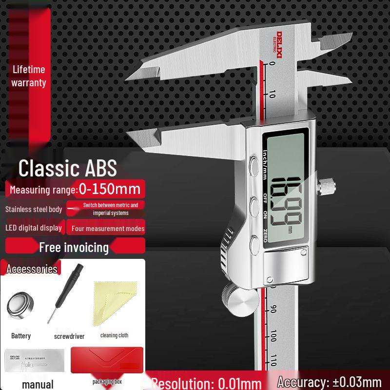High-Precision Digital Vernier Caliper with IP67 Large Screen