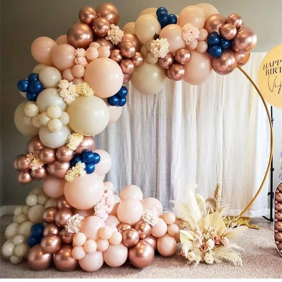

Набор для арки из воздушных шаров цвета розового золота, 136 штук, макаронный оранжевый, песочно-белый, жемчужный, люминесцентный синий, латексный шар Set as shown