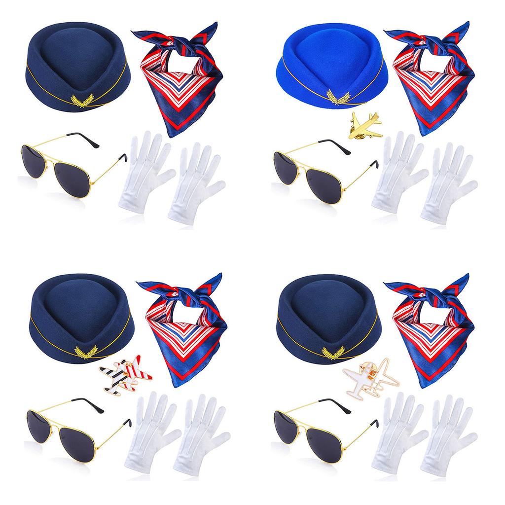 Stewardess Costume Stewardess Accessories Stewardess Hat Stewardess Gloves Airplane Brooch Pin Stewardess Neck Scarf