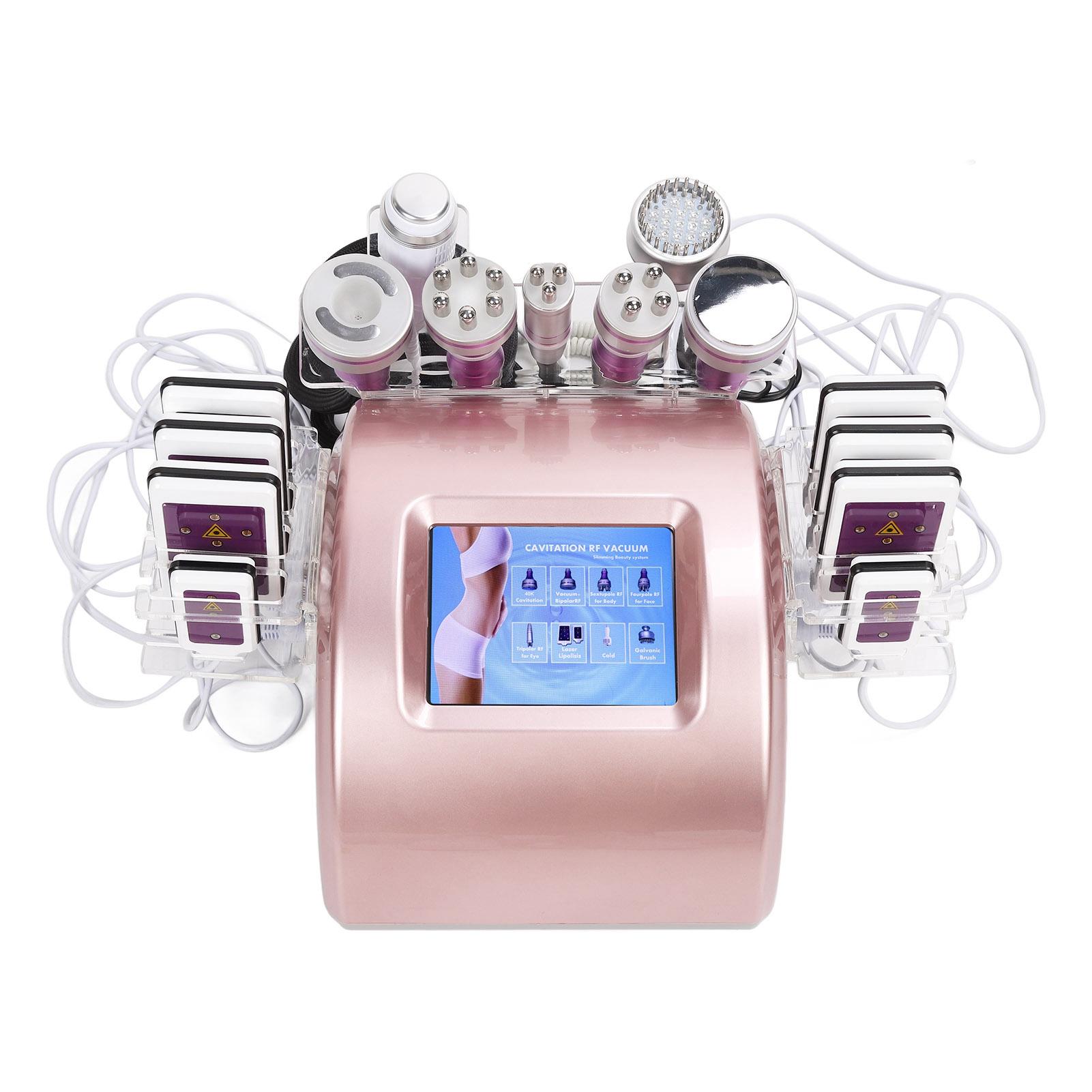 

Аппарат вакуумной кавитации 40K RF Rose Gold 9 в 1 Высокочастотный аппарат для укрепления кожи и похудения ‑ US Plug