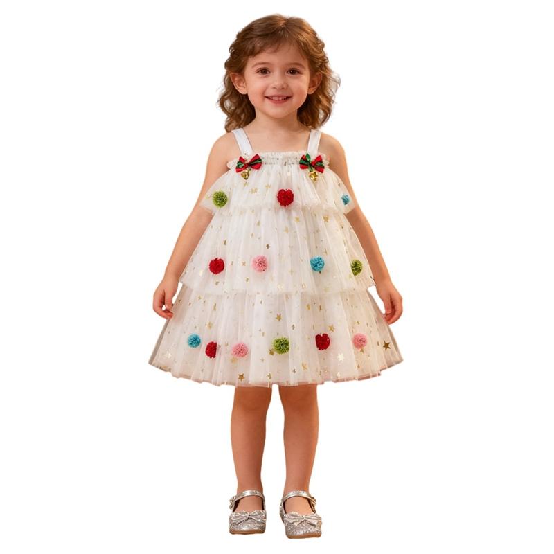 1-7 Years Kids Girls Cute Strap Mesh Dress Tutu Dress