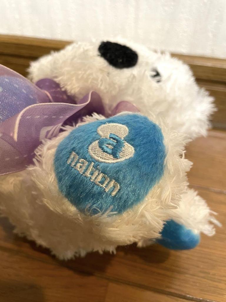 [USED] A-nation Blue Teddy Bear, Stuffed Animal, White