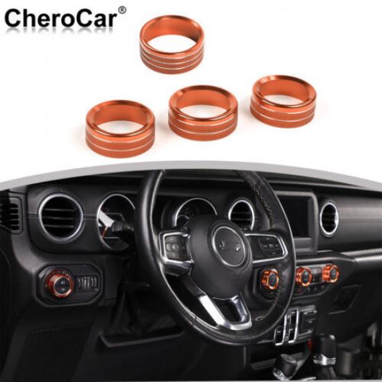 

Air Conditioner Headlight Switch Trim Ring for Jeep Wrangler JL JT 18-21 Orange