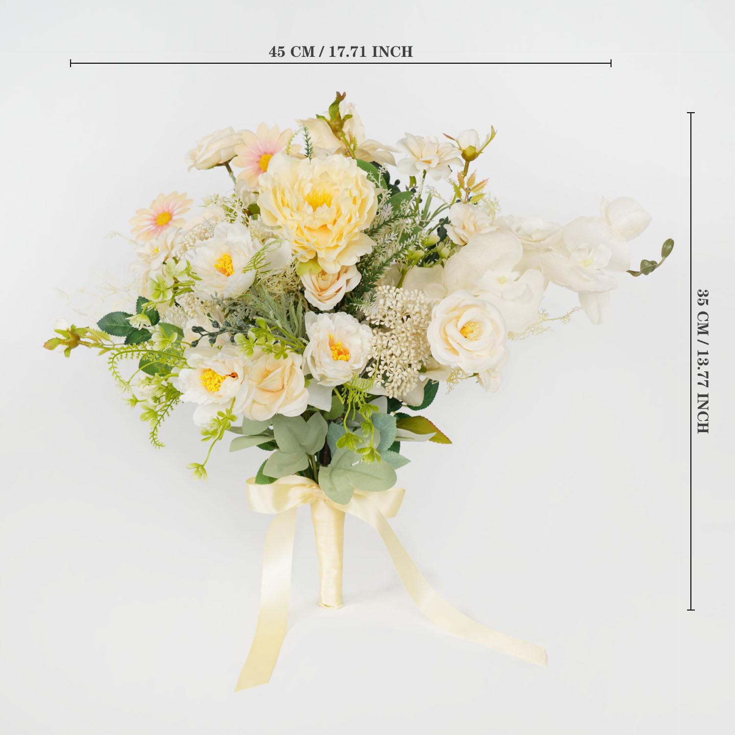 Uflower 35см Свадебный букет невесты Букет для подружки невесты Свадебные принадлежности Искусственный шелковый пион Шампанское Цветок Декор стола 1Pc шампанского
