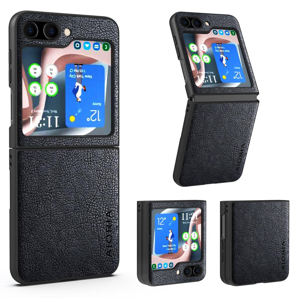 AIORIA Shockproof Case for Samsung Galaxy Z Flip5 5G Litchi Texture PU+PC Phone Cover