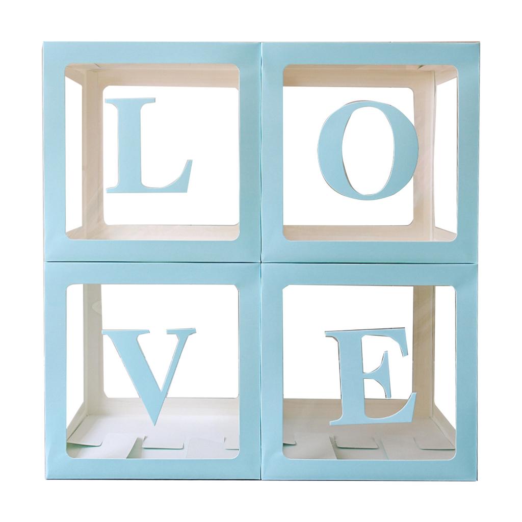 Baby Boxes with Letters 4pcs Love Boxes for Gender Reveal Birthday Wedding Baby Shower Decorations Kid Boys Girls Gift