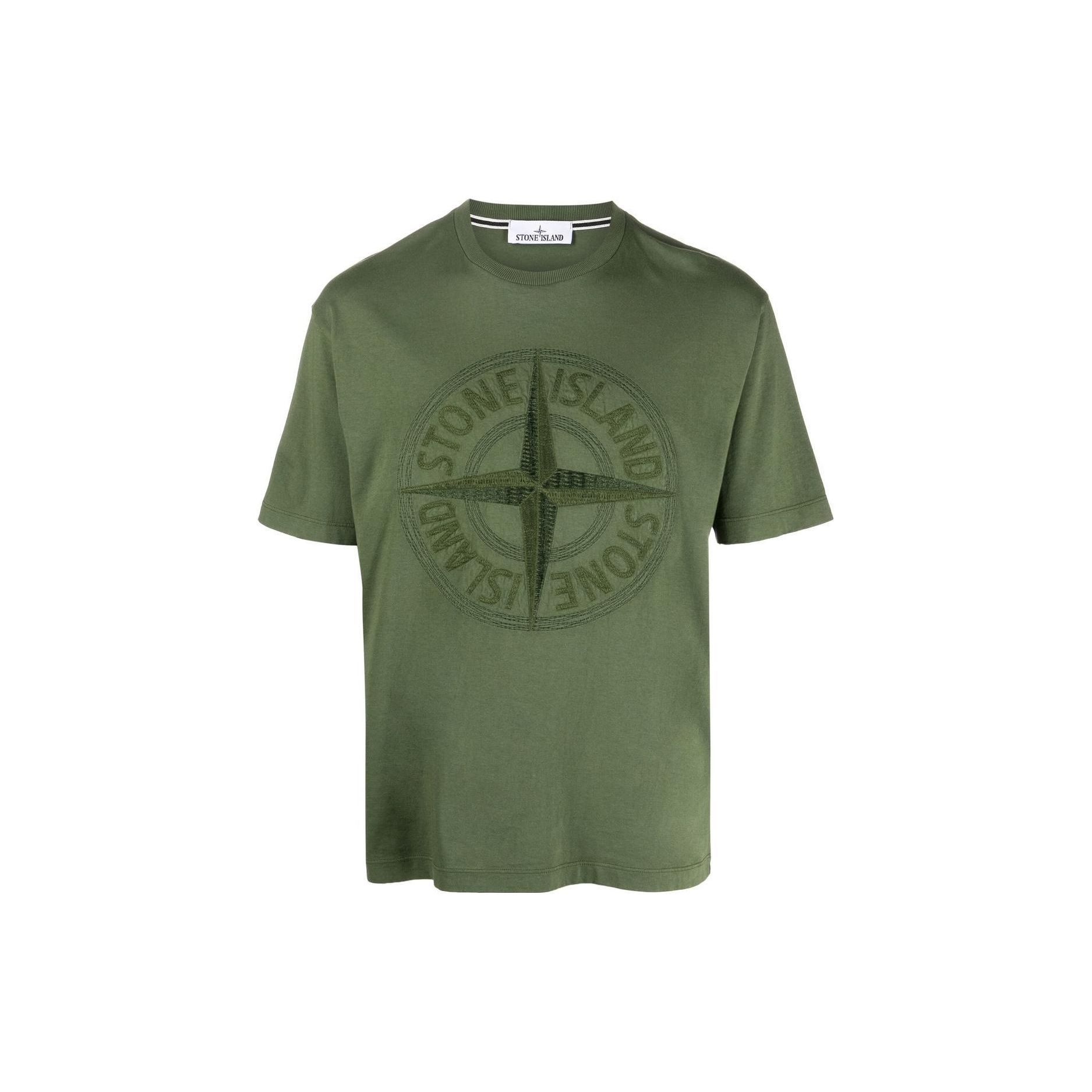 Stone Island Knitted Printed Crew Neck Short Sleeve T-Shirt Men Tops Green 771521559-V0058 XXXL
