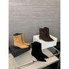 Women's Fashion Pointed Toe Ankle Boots Retro Concise Thin Heels Low Heels Flock  Short Boots Solid Color Size 35-42 Women Shoes
