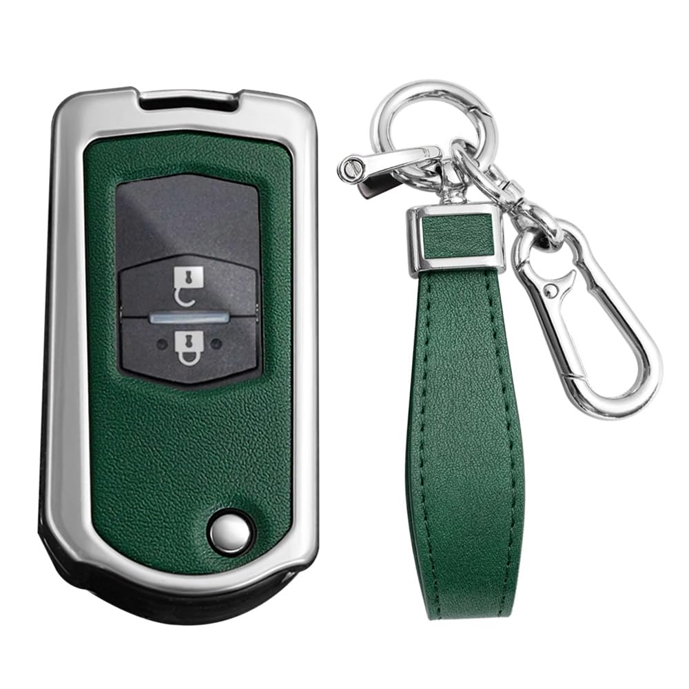 KUNIO Mazda Flip Key Case Key Holder Key Cover Alloy Silicone Leather Car for