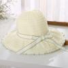 Women's Summer Sun Hat with Bow Folding Large Cornice Hat Sun Protection Hat