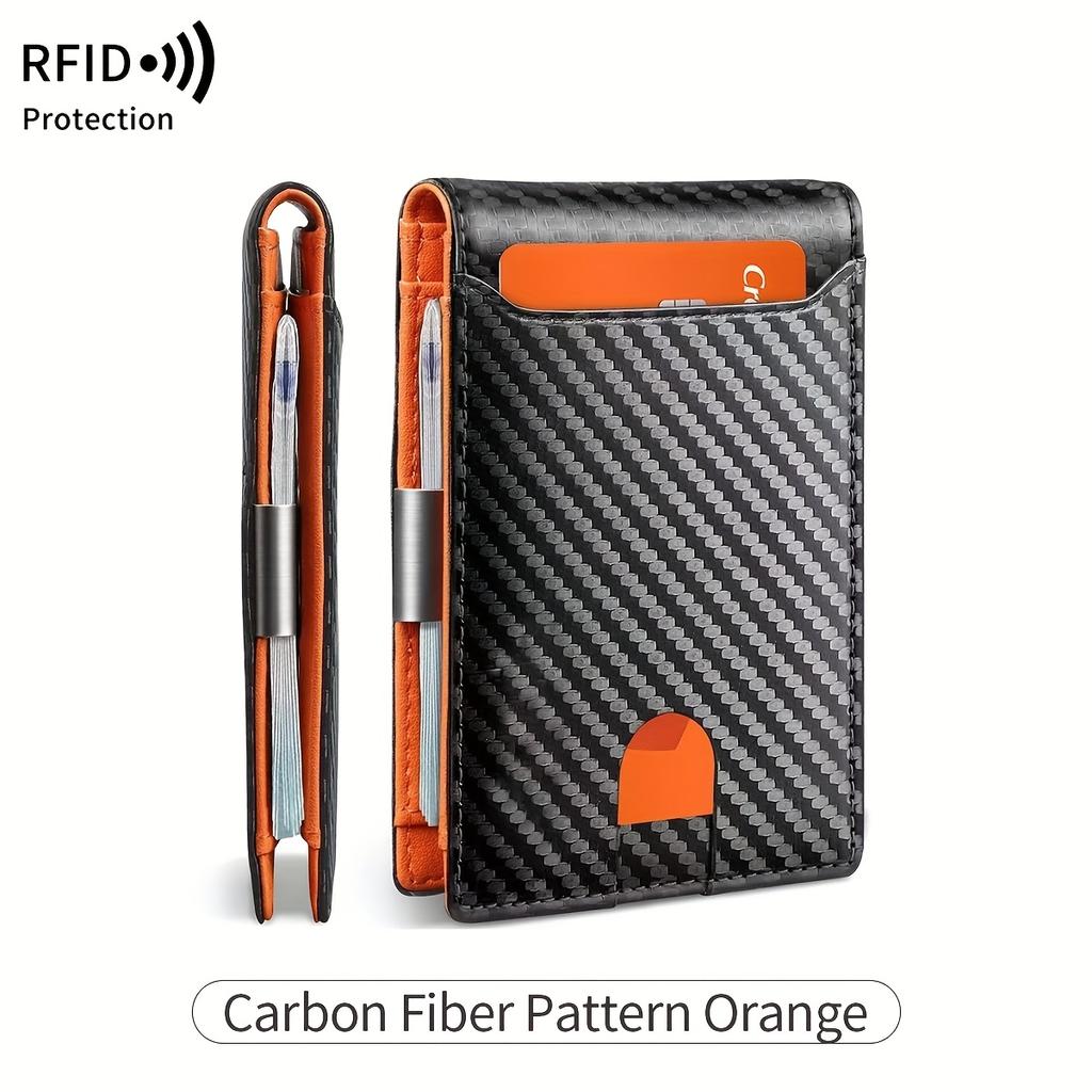 Portafoglio da Uomo in PU con Clip Portasoldi Portafogli Anti Rfid Bloccante Portacarte di Credito Magico Porta Carte di Credito