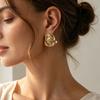 European and American French Concave-convex Pleated Texture Stud Earrings, Retro Wavy Temperament Versatile Ins Geometric Ear Jewelry