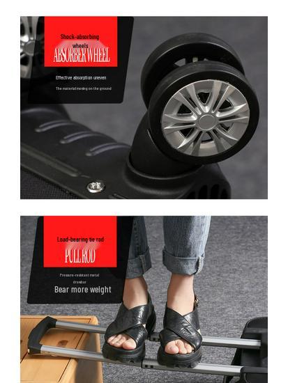 Trendiger großer Trolley-Koffer aus Oxford-Gewebe mit Zahlenschloss - Unisex Canvas und Leder, Koreanischer Stil