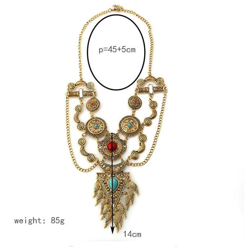 Style Simulation Ethnic Gemstone Decoration Women Necklace And Set Earring