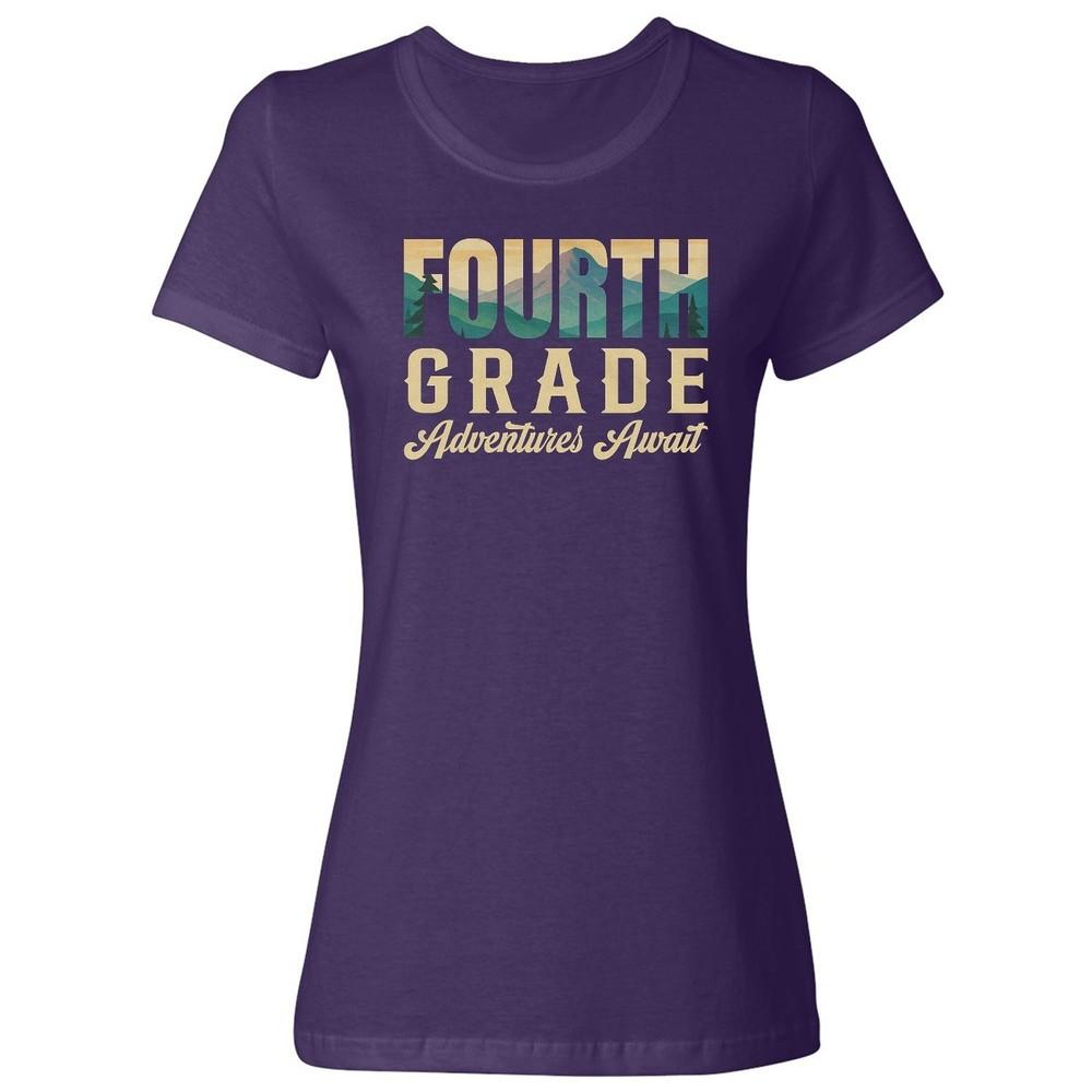 4th Grade The Adventures Await - Funny Back to School Ladies  Crewneck T-Shirt Unisex T-Shirt L