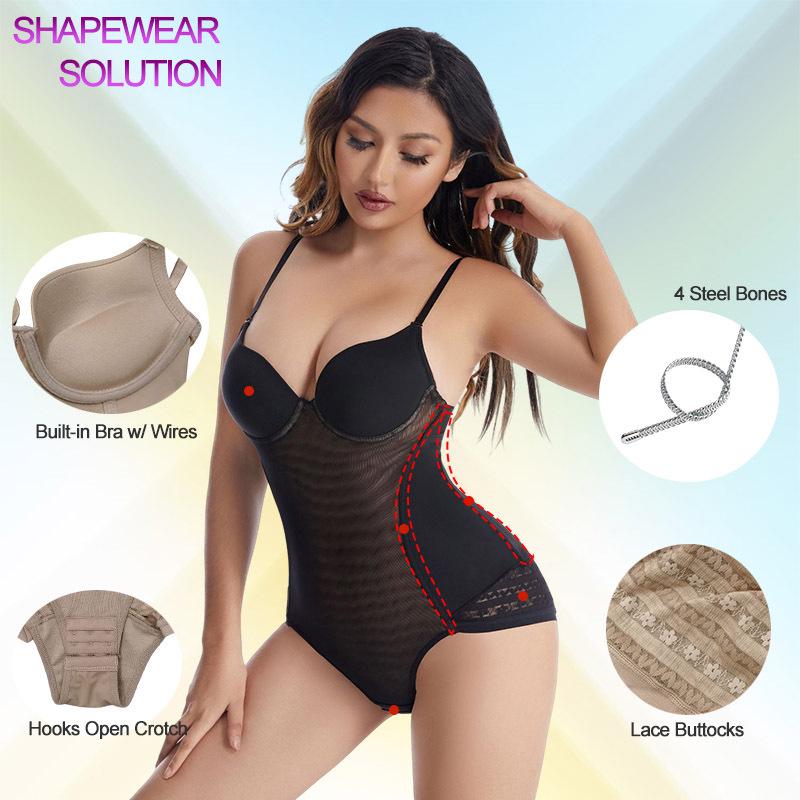 Steel Bones Waist Shaping Bodysuit with Underwire Bra for Postpartum Abdominal Tightening and Butt Lifting