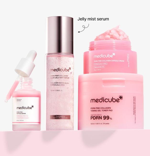 Medicube PDRN Pink Collagen Jelly Mist 100ml Glow Boosting & Makeup Setting Care