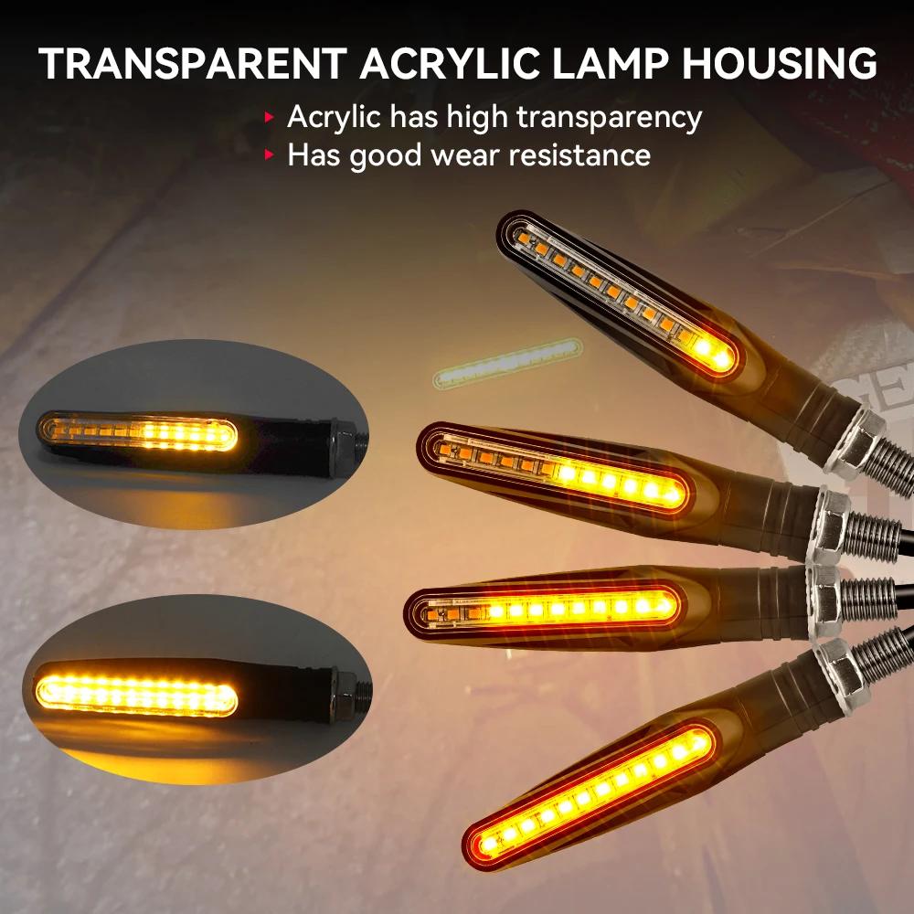 Motorcycle LED Turn Signal Light Universal DRL Amber Flowing Blinker Indicator Motorcycle Flashing Light Tail Lamp