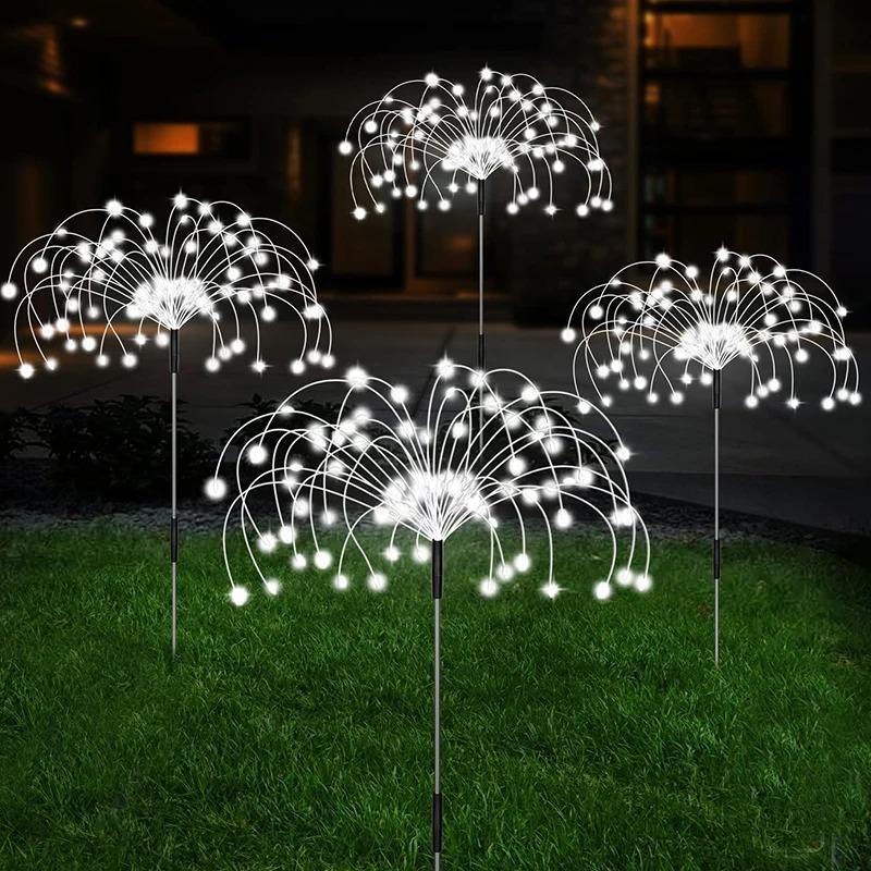 8PCS LED Solar Firework Lamp Outdoor Garden Decor Pathway Fairy Lights Waterproof Christmas Yard Balcony Patio Lawn Solar Light